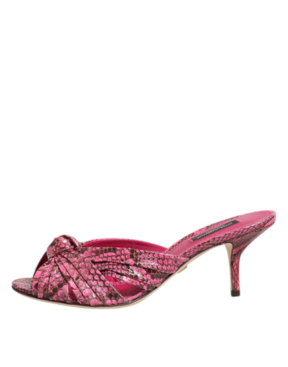 Sandali con tacco in pelle rosa Dolce &amp; Gabbana