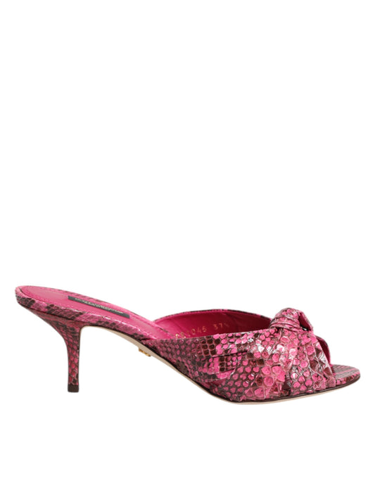Sandali con tacco in pelle rosa Dolce &amp; Gabbana