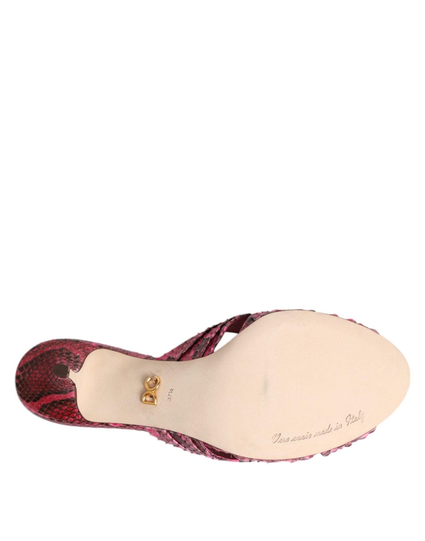 Sandali con tacco in pelle rosa Dolce &amp; Gabbana