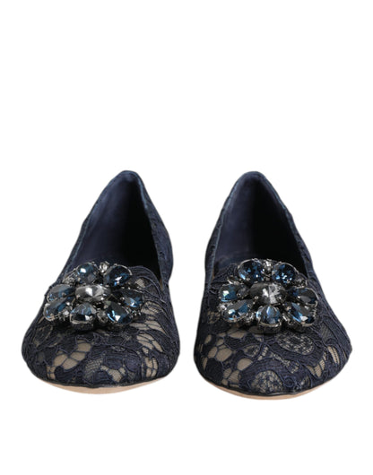 Dolce &amp; Gabbana Scarpe basse con cristalli in pizzo Taormina blu