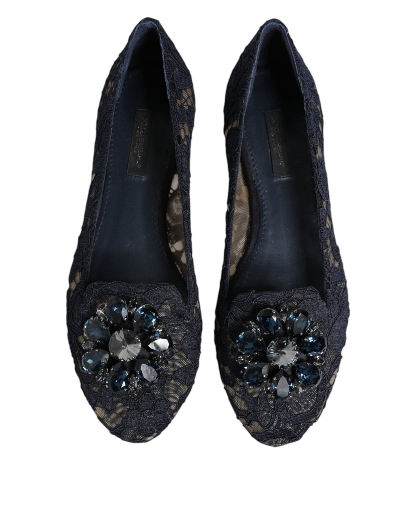 Dolce &amp; Gabbana Scarpe basse con cristalli in pizzo Taormina blu