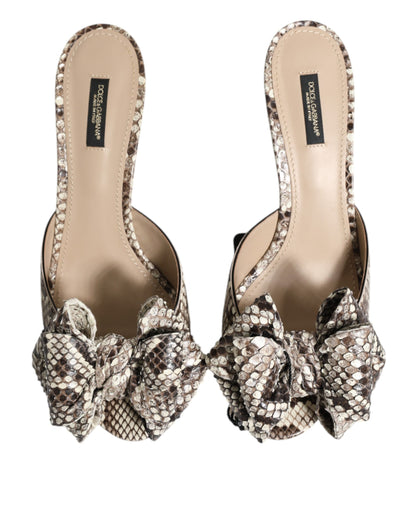 Dolce &amp; Gabbana Mules Peep Toe in Pelle con Fiocco Multicolor Keira