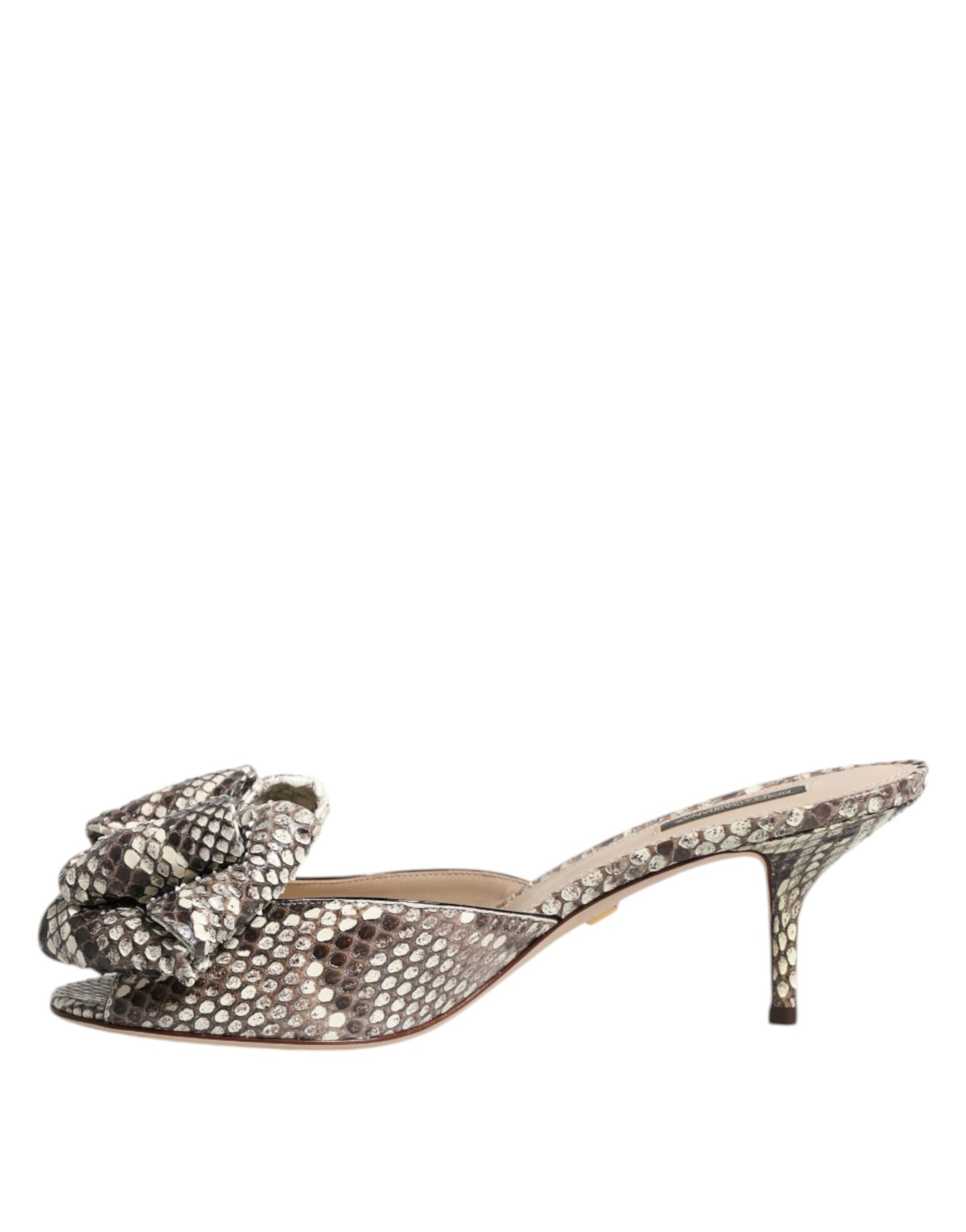 Dolce &amp; Gabbana Mules Peep Toe in Pelle con Fiocco Multicolor Keira