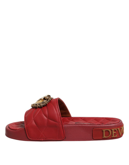 Dolce &amp; Gabbana Scarpe con diapositive in pelle matelassé Devotion rosse