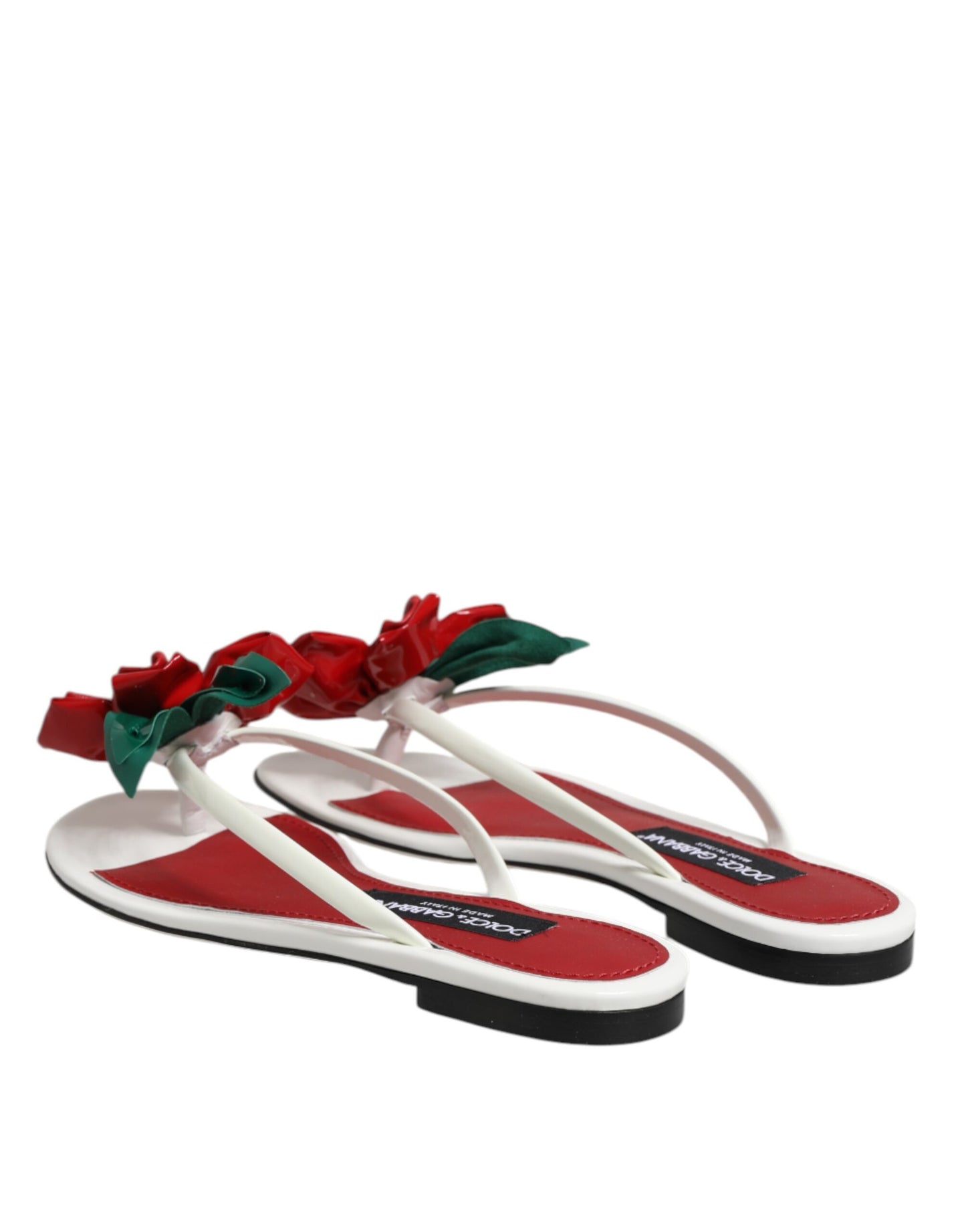 Sandali in pelle con fiori KEIRA rossi e bianchi Dolce &amp; Gabbana
