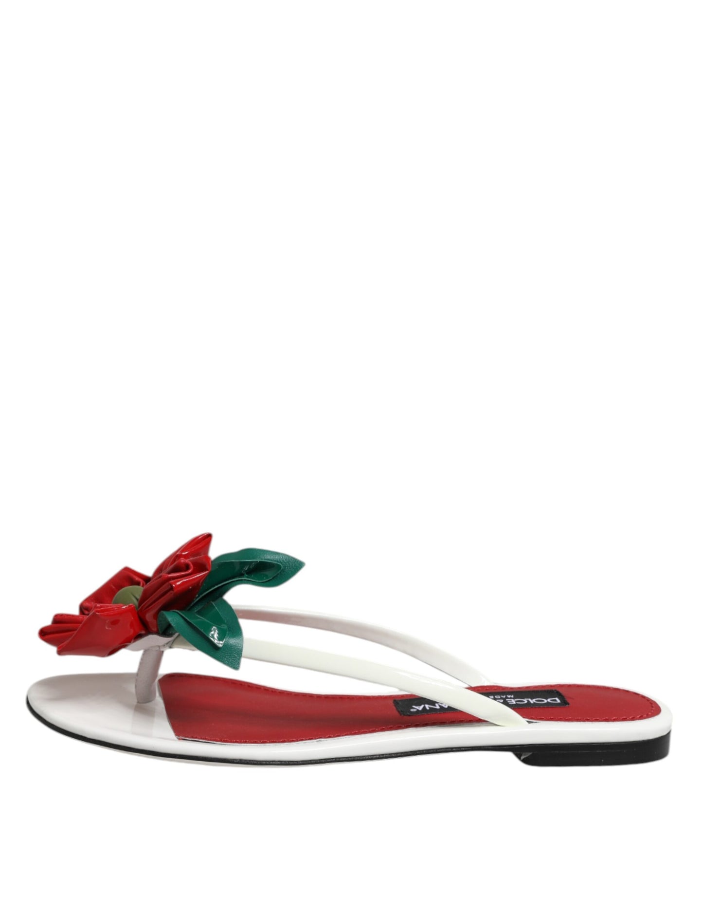 Sandali in pelle con fiori KEIRA rossi e bianchi Dolce &amp; Gabbana