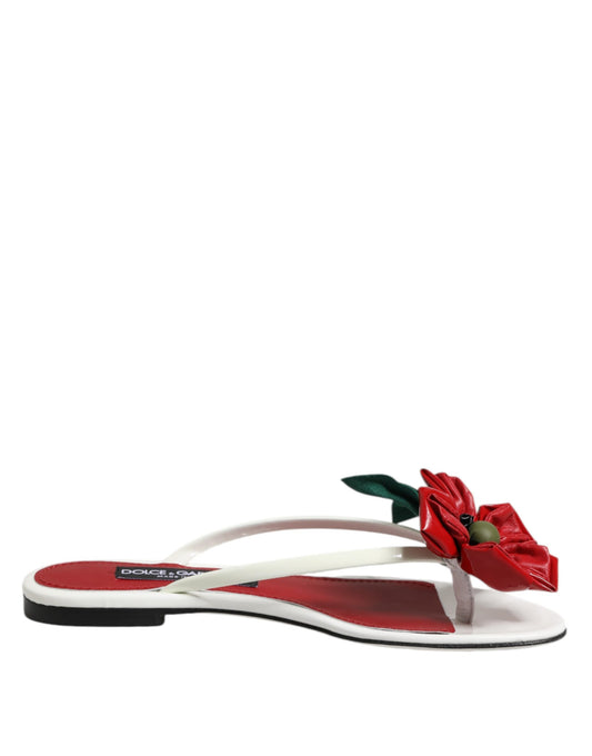 Sandali in pelle con fiori KEIRA rossi e bianchi Dolce &amp; Gabbana