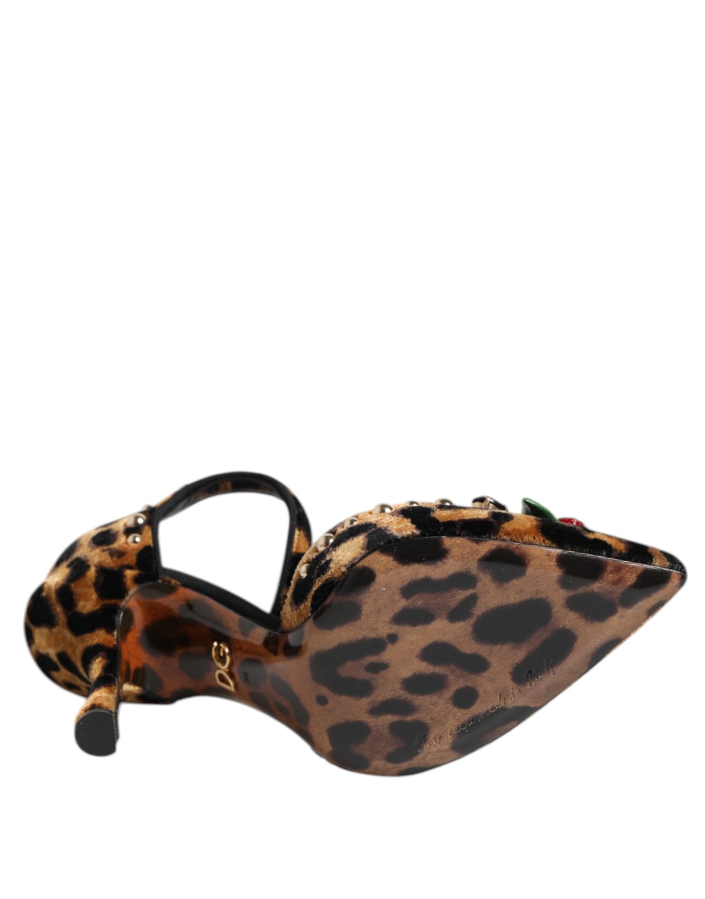 Scarpe con tacco Dolce &amp; Gabbana con cristalli e rose leopardate marroni