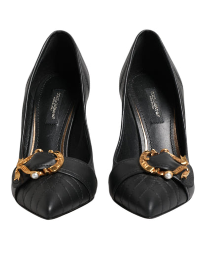 Scarpe con tacco in pelle nera Devotion di Dolce &amp; Gabbana