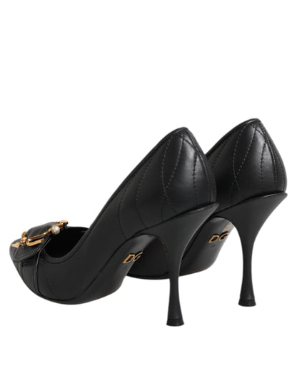 Scarpe con tacco in pelle nera Devotion di Dolce &amp; Gabbana