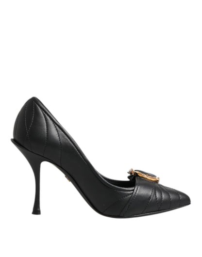 Scarpe con tacco in pelle nera Devotion di Dolce &amp; Gabbana
