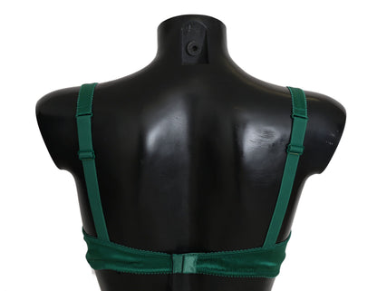 Reggiseno intimo in pizzo floreale elasticizzato in seta verde Dolce &amp; Gabbana