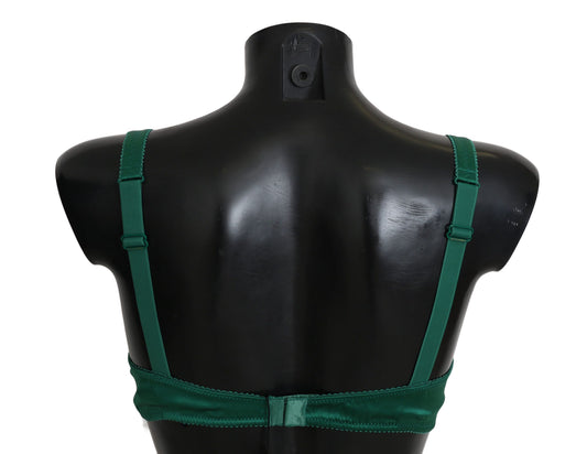 Reggiseno intimo in pizzo floreale elasticizzato in seta verde Dolce &amp; Gabbana