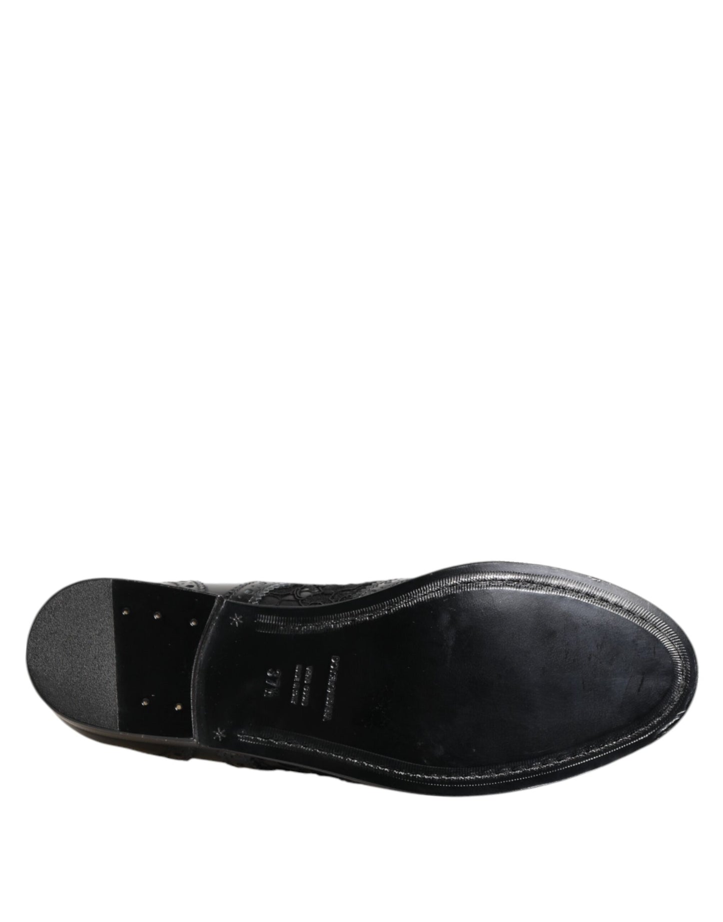 Scarpe eleganti in pelle nera con pizzo floreale Dolce &amp; Gabbana