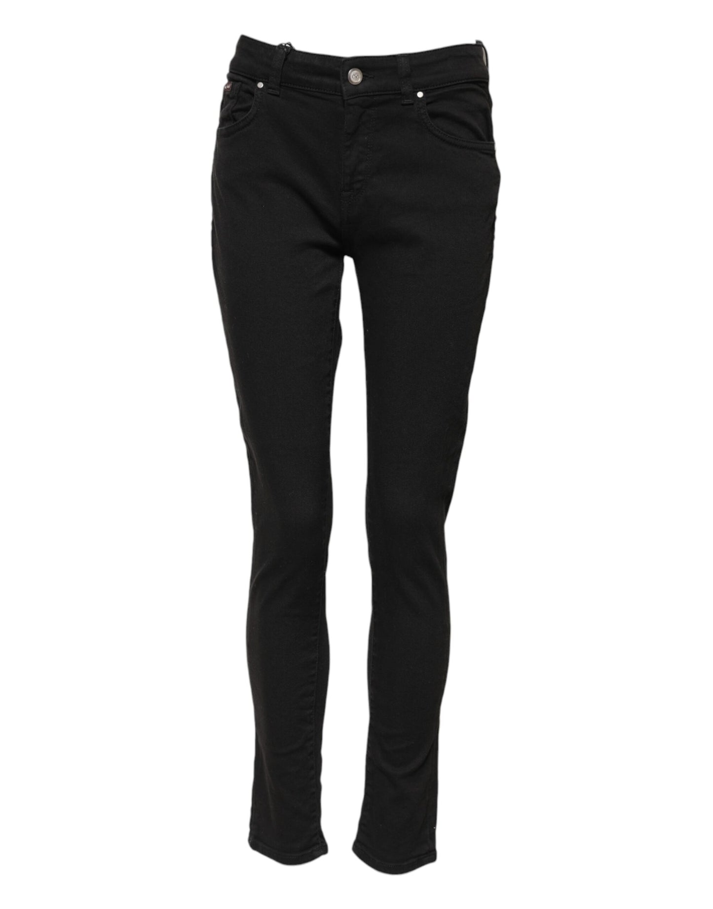 Jeans skinny a vita media in cotone nero Dolce &amp; Gabbana 