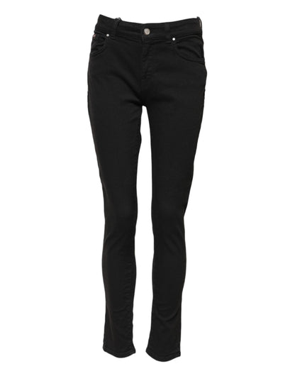 Jeans skinny a vita media in cotone nero Dolce &amp; Gabbana 