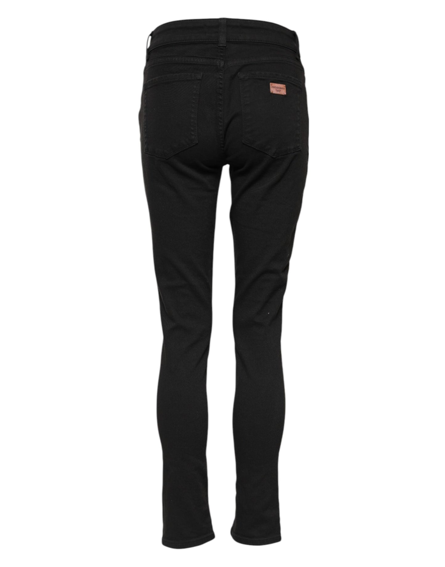 Jeans skinny a vita media in cotone nero Dolce &amp; Gabbana 