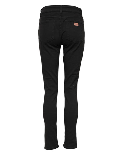 Jeans skinny a vita media in cotone nero Dolce &amp; Gabbana 