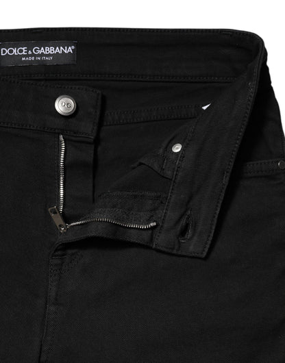 Jeans skinny a vita media in cotone nero Dolce &amp; Gabbana 