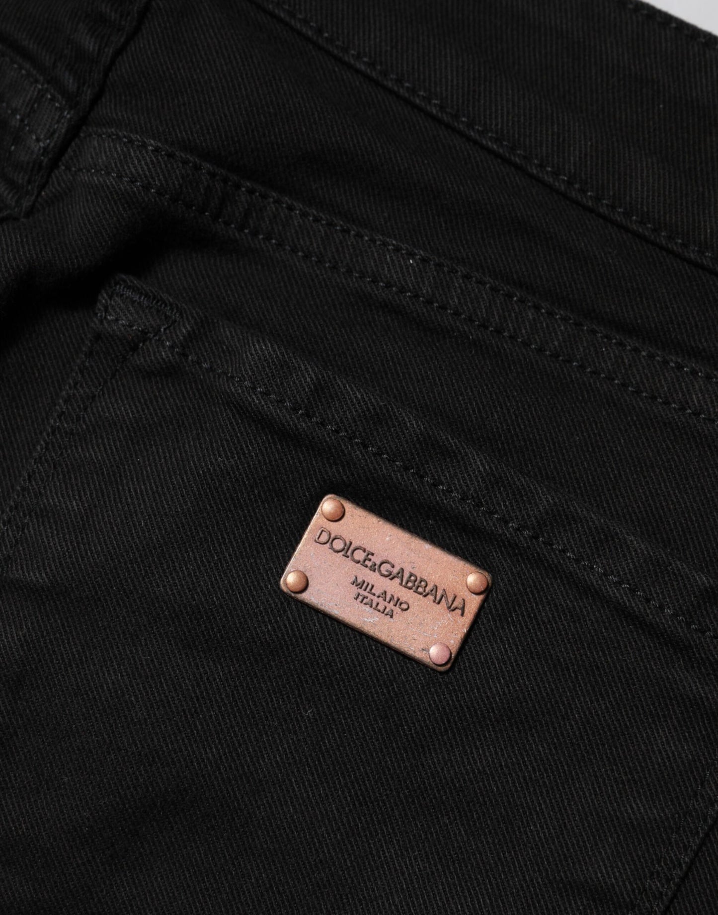 Jeans skinny a vita media in cotone nero Dolce &amp; Gabbana 