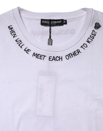 T-shirt stampata senza maniche in cotone bianco Dolce & Gabbana