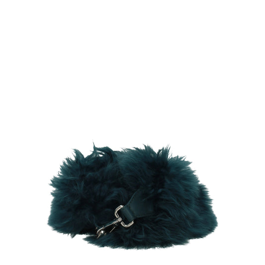 Borsa a tracolla in pelle verde Fendi
