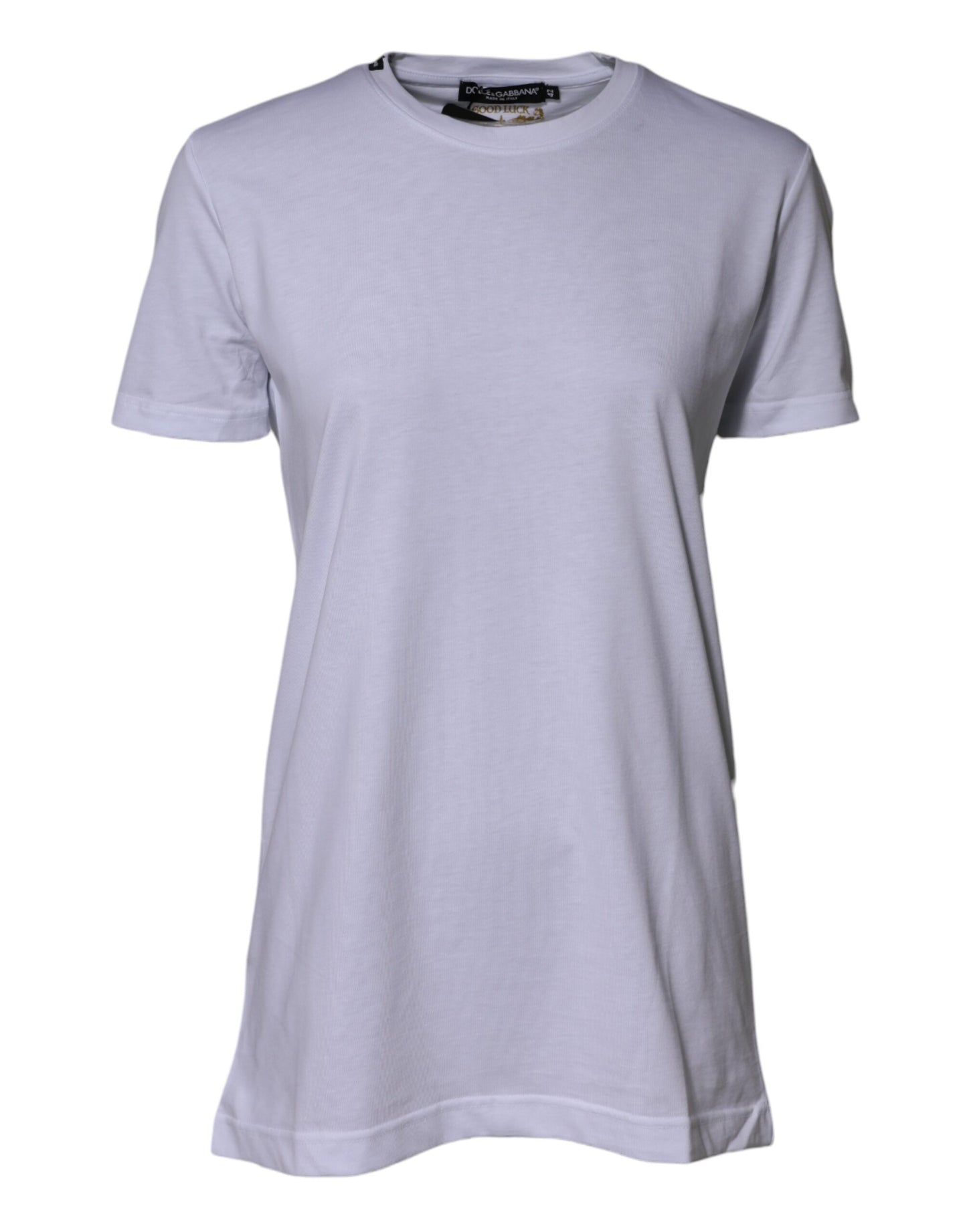 Dolce &amp; Gabbana T-shirt girocollo Goodluck 2023 in cotone bianco