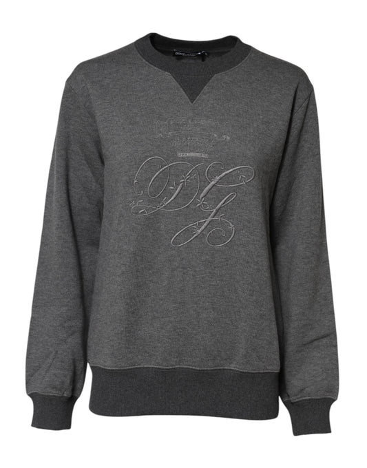 Maglione Dolce &amp; Gabbana grigio con logo DG ricamato