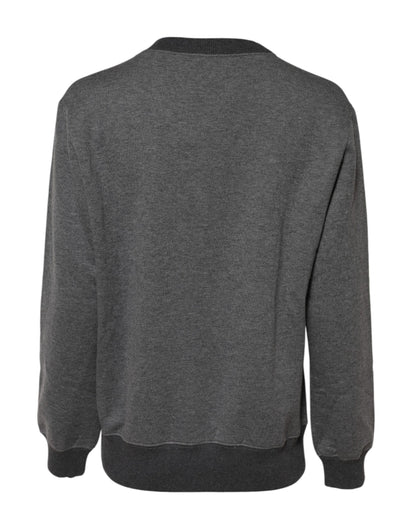 Maglione Dolce &amp; Gabbana grigio con logo DG ricamato