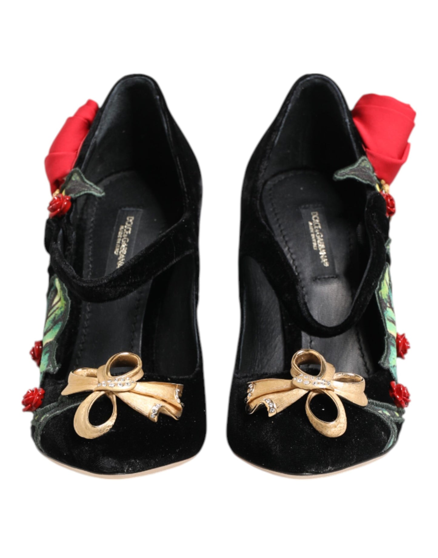 Scarpe Mary Jane Dolce &amp; Gabbana con spilla di cristallo e rose nere