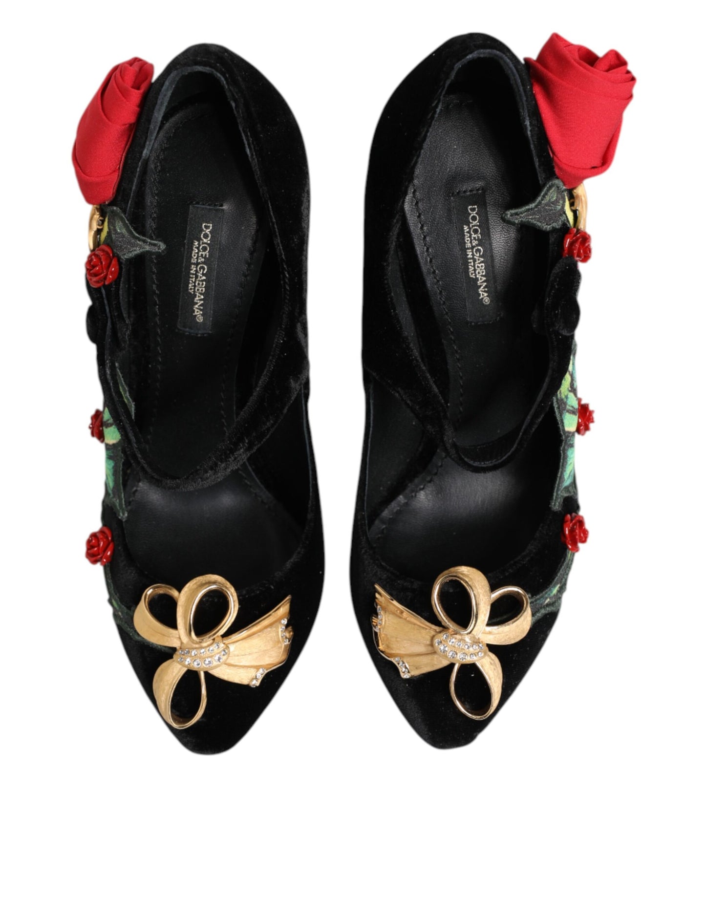 Scarpe Mary Jane Dolce &amp; Gabbana con spilla di cristallo e rose nere