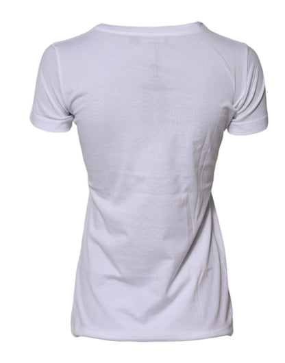 T-shirt girocollo a maniche corte in cotone bianco Dolce &amp; Gabbana