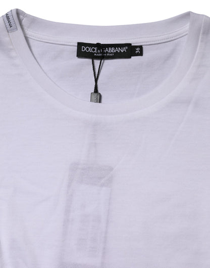 T-shirt girocollo a maniche corte in cotone bianco Dolce &amp; Gabbana