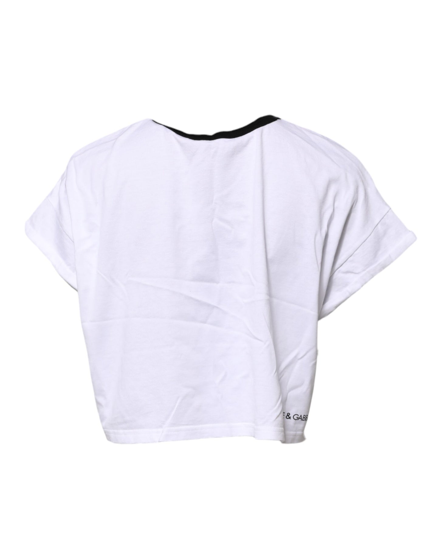 T-shirt corta con scollo rotondo in cotone bianco Dolce & Gabbana
