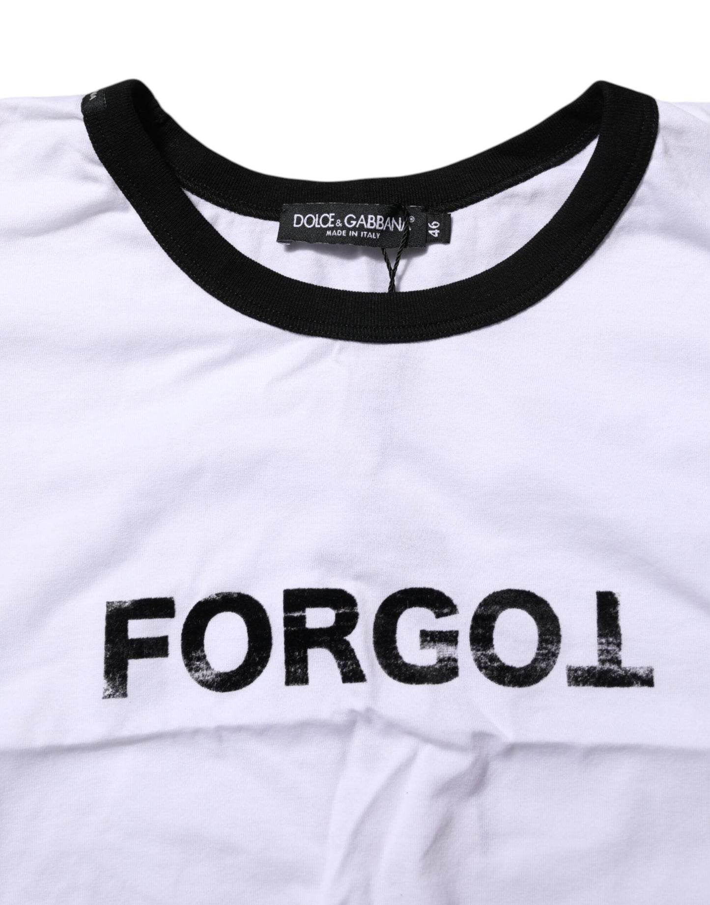 T-shirt corta con scollo rotondo in cotone bianco Dolce & Gabbana