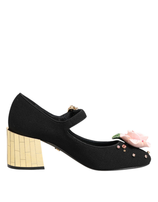 Scarpe Mary Jane Dolce &amp; Gabbana con cristalli e fiori neri