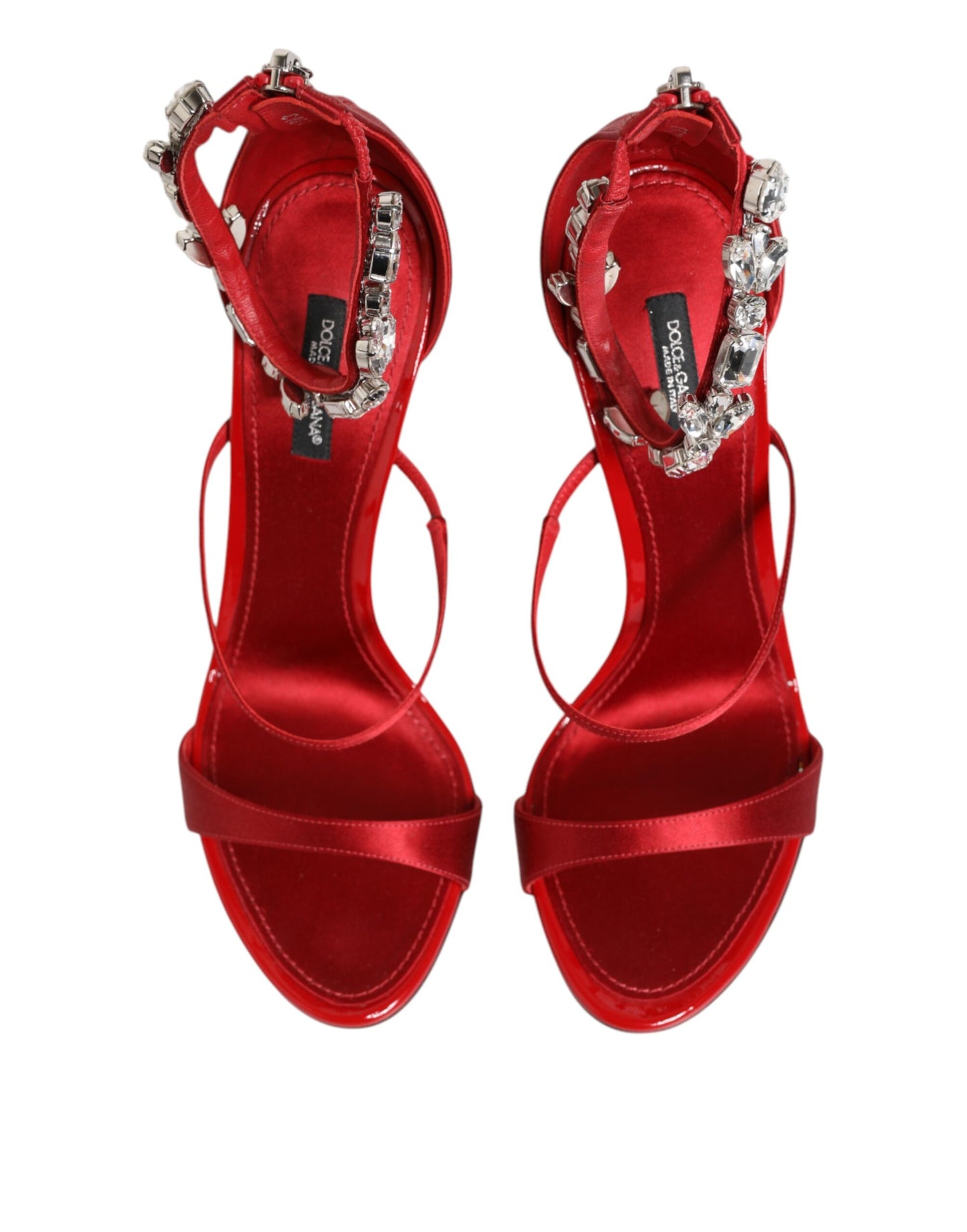 Sandali con tacco Dolce &amp; Gabbana Keira in raso rosso con cristalli