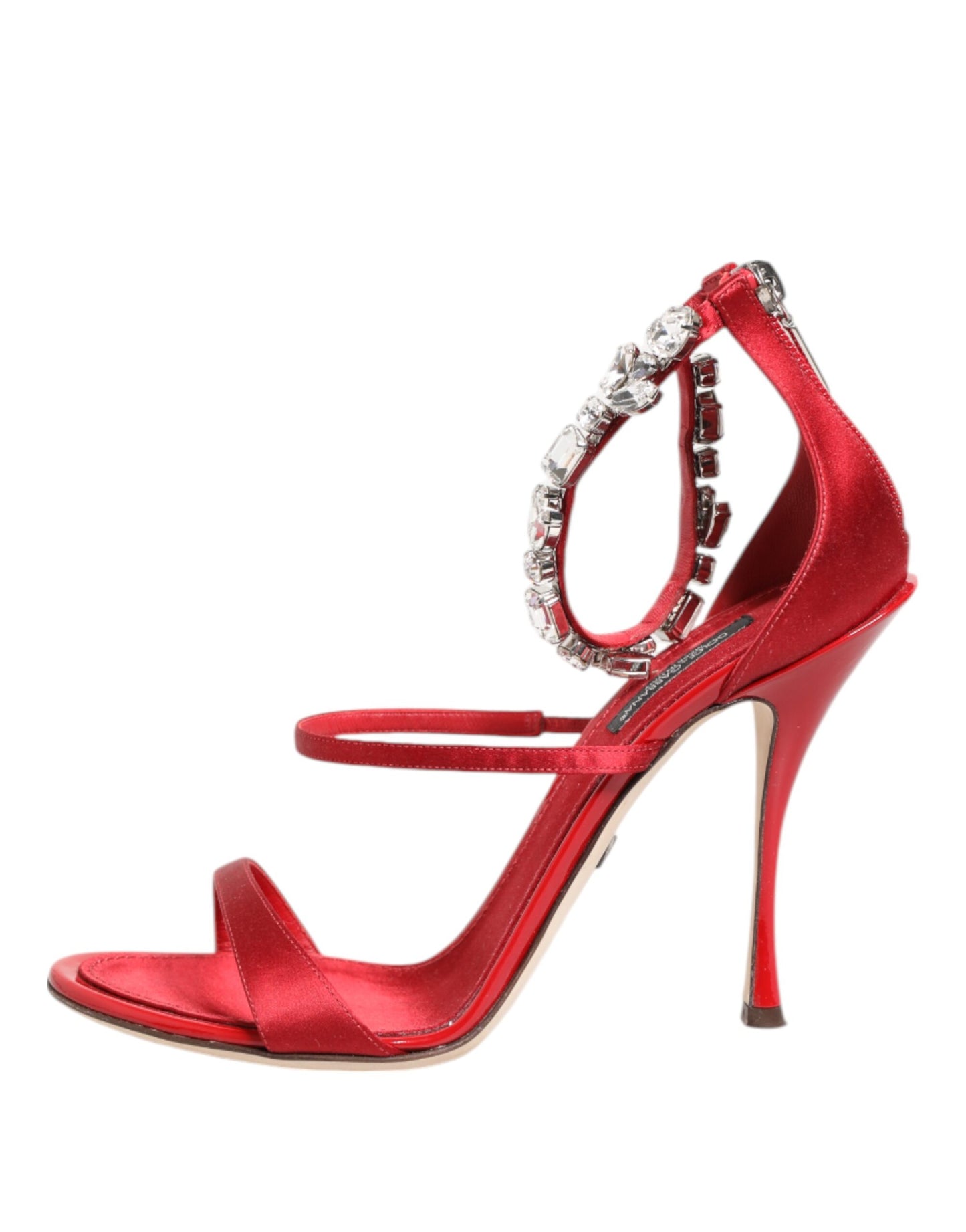 Sandali con tacco Dolce &amp; Gabbana Keira in raso rosso con cristalli