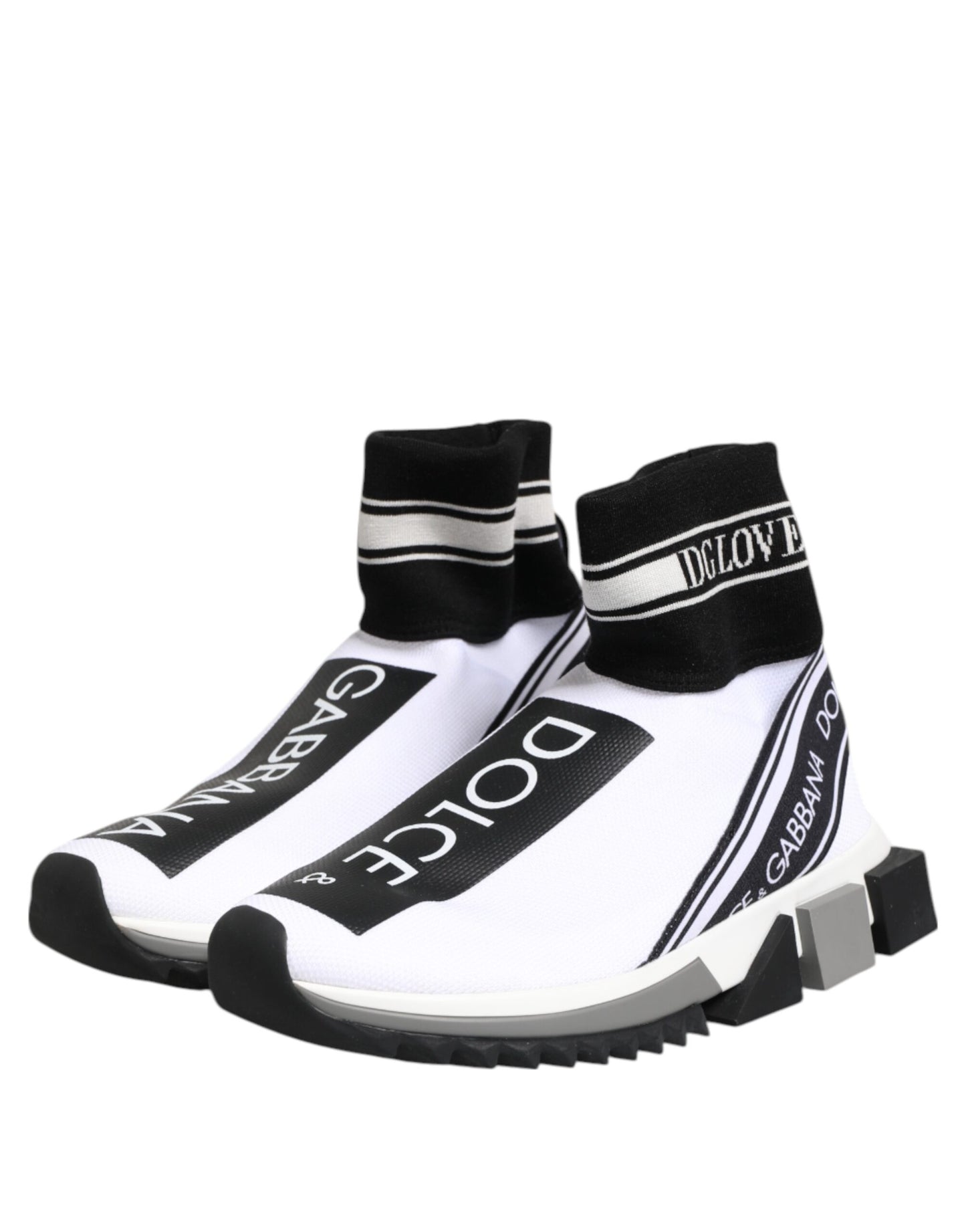 Dolce &amp; Gabbana Bianco Nero Sorrento Calzini Sneakers Scarpe