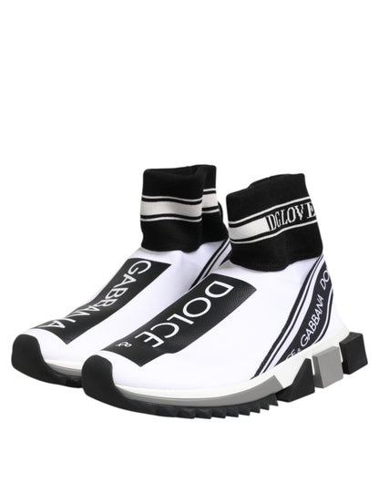 Dolce &amp; Gabbana Bianco Nero Sorrento Calzini Sneakers Scarpe