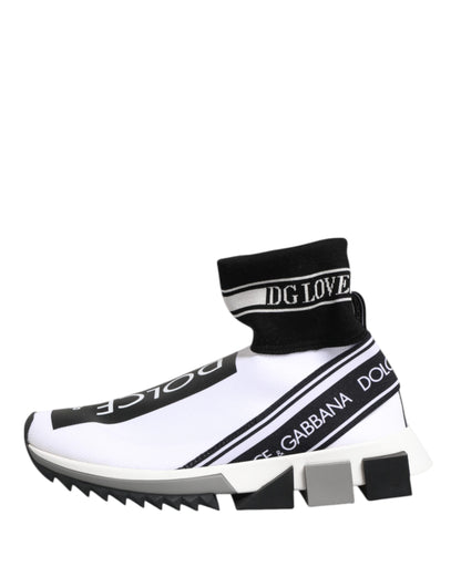 Dolce &amp; Gabbana Bianco Nero Sorrento Calzini Sneakers Scarpe