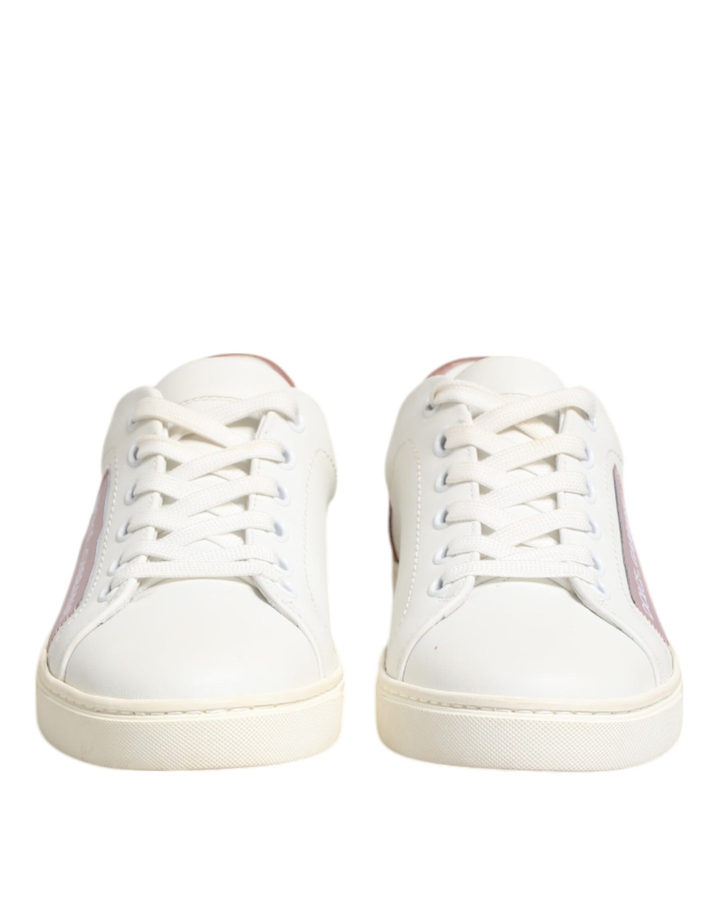 Dolce &amp; Gabbana Scarpe da ginnastica basse in pelle bianca e rosa