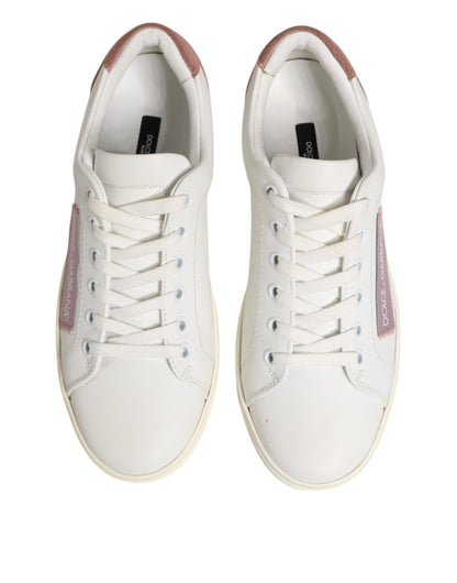 Dolce &amp; Gabbana Scarpe da ginnastica basse in pelle bianca e rosa