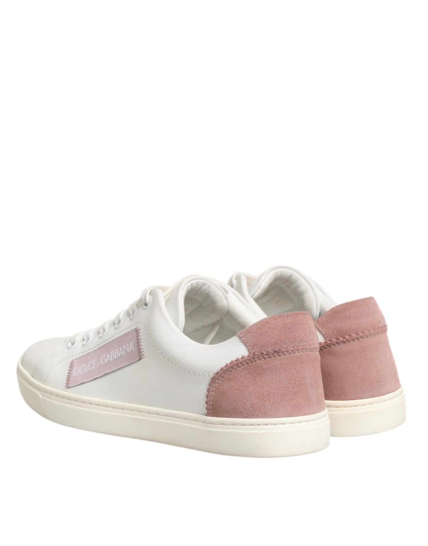 Dolce &amp; Gabbana Scarpe da ginnastica basse in pelle bianca e rosa