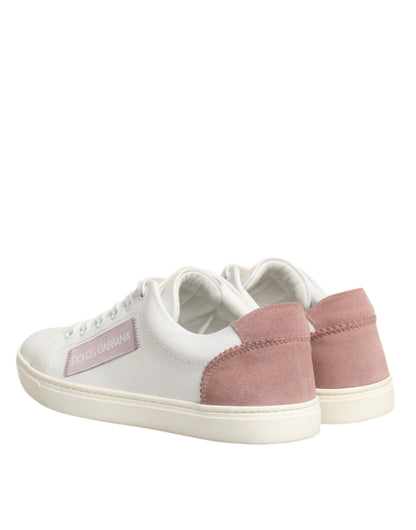Dolce &amp; Gabbana Scarpe da ginnastica basse in pelle bianca e rosa