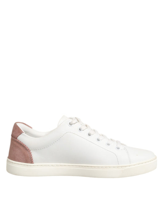 Dolce &amp; Gabbana Scarpe da ginnastica basse in pelle bianca e rosa