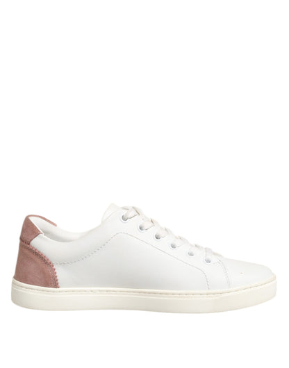 Dolce &amp; Gabbana Scarpe da ginnastica basse in pelle bianca e rosa
