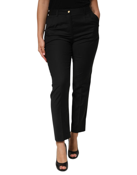 Pantaloni da donna affusolati in poliestere nero Dolce &amp; Gabbana
