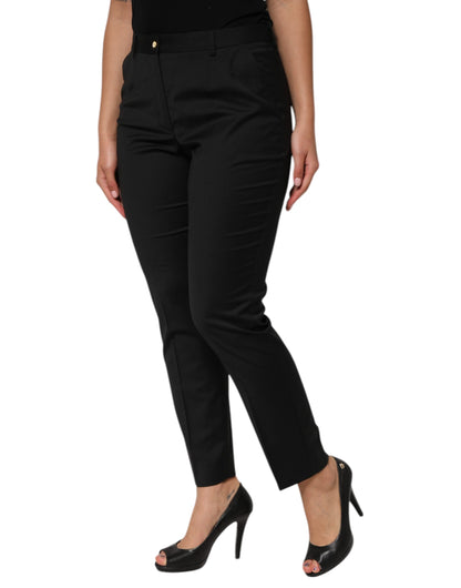 Pantaloni da donna affusolati in poliestere nero Dolce &amp; Gabbana