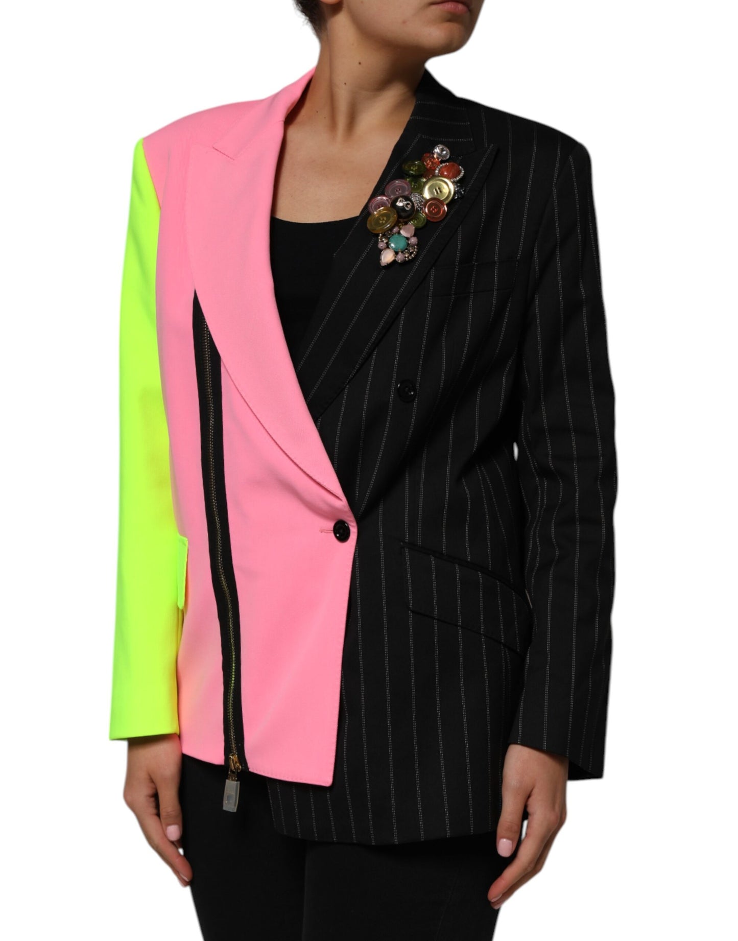 Giacca-cappotto con patchwork multicolore Dolce &amp; Gabbana